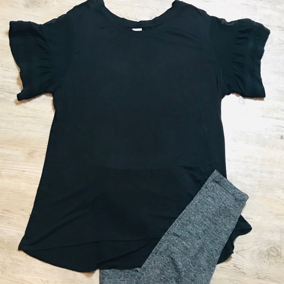 XL TIME & TRU Black Ruffle Sleeve Top (Plus Size) - Picture 5 of 6